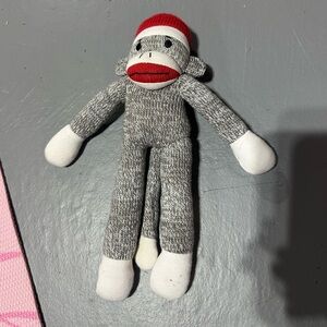 Gray and White Sock Monkey Plush